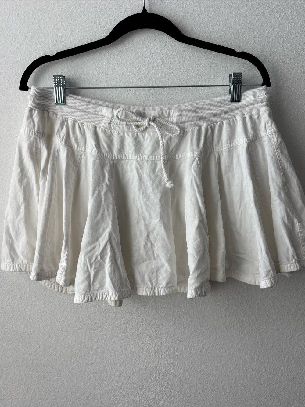 White Drawstring Mini Skirt